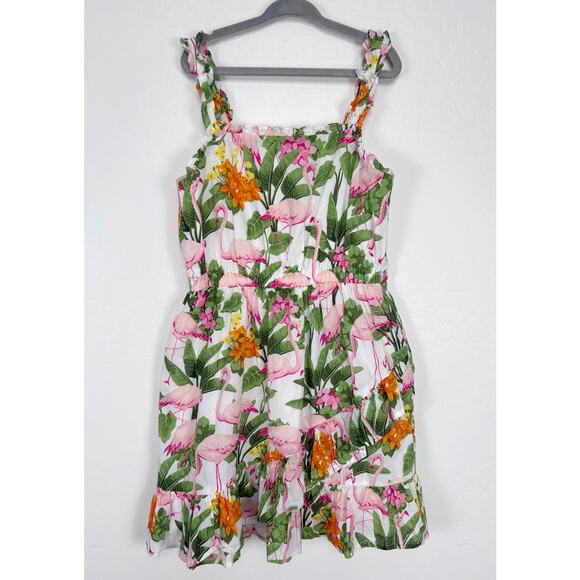 Janie and Jack Tropical Flamingo Ruffle Sundress Girls Size 8 Resort Vacation - Picture 2 of 13